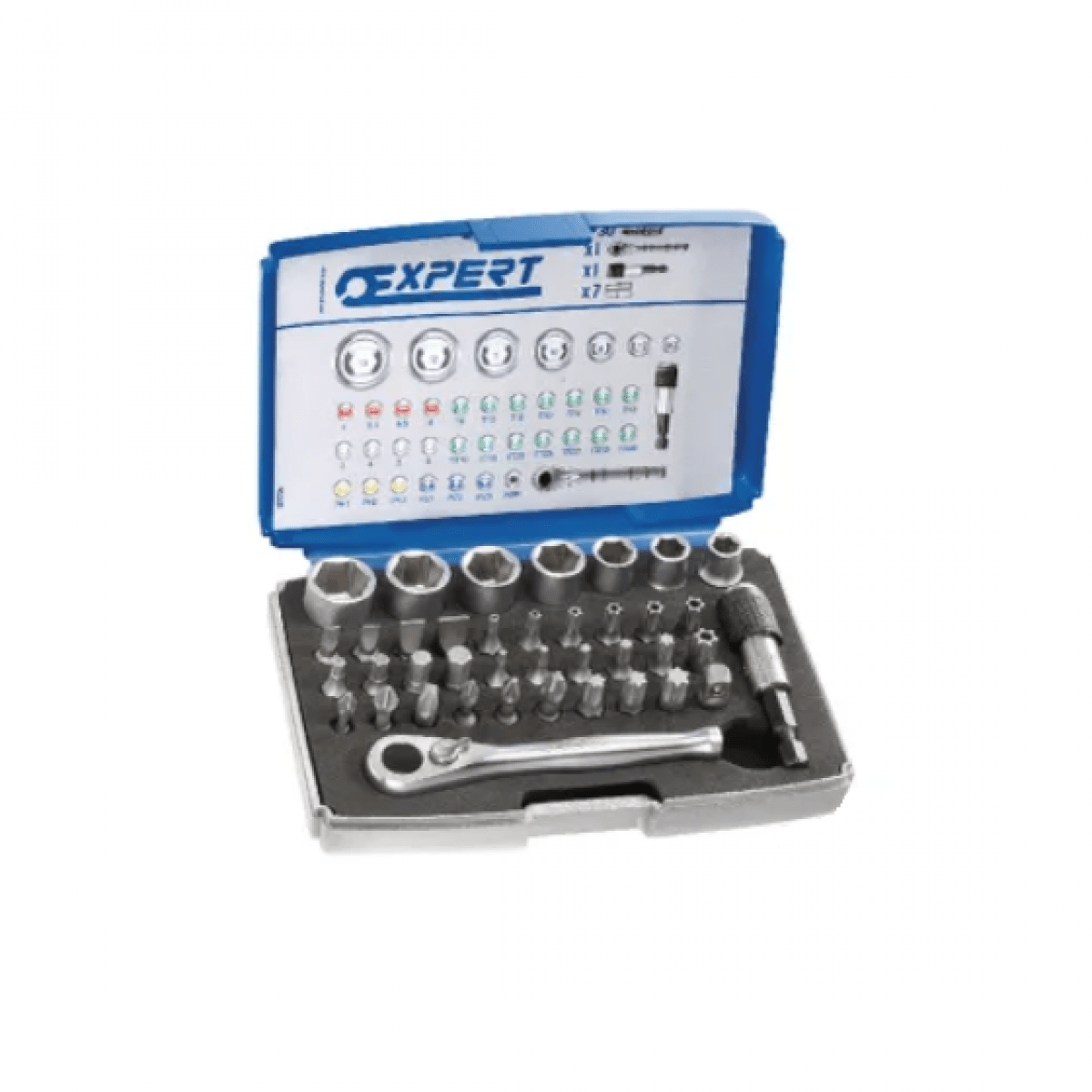 GK/E131705 Box s nást.+prísl. 1/4", 39-d.