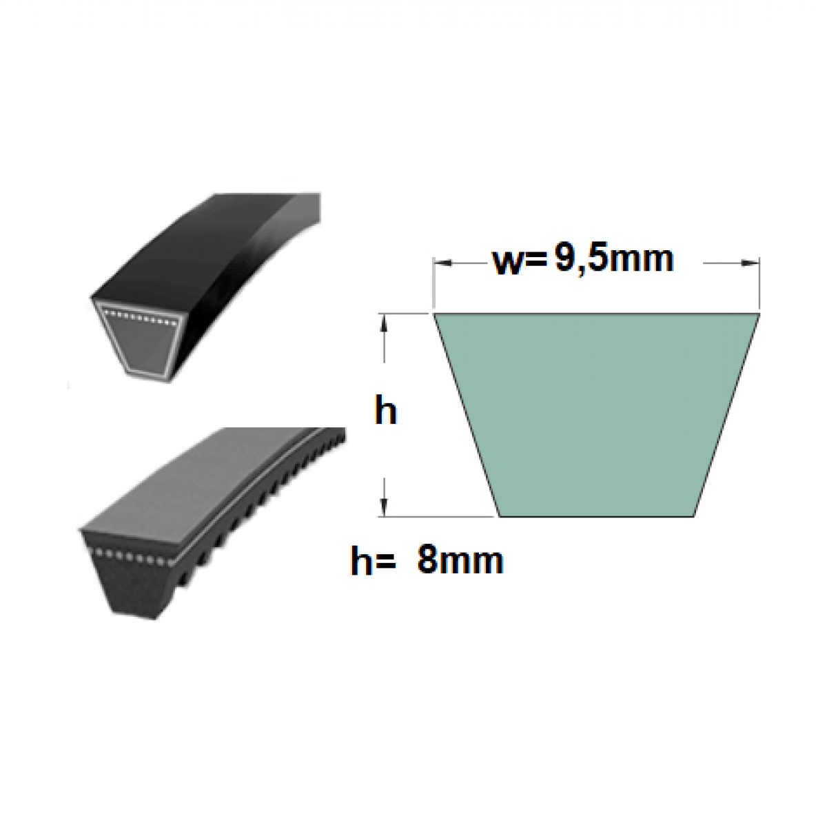 Kl. remen XPZ 9,5x1202 Lw/3VX 475 Optibelt