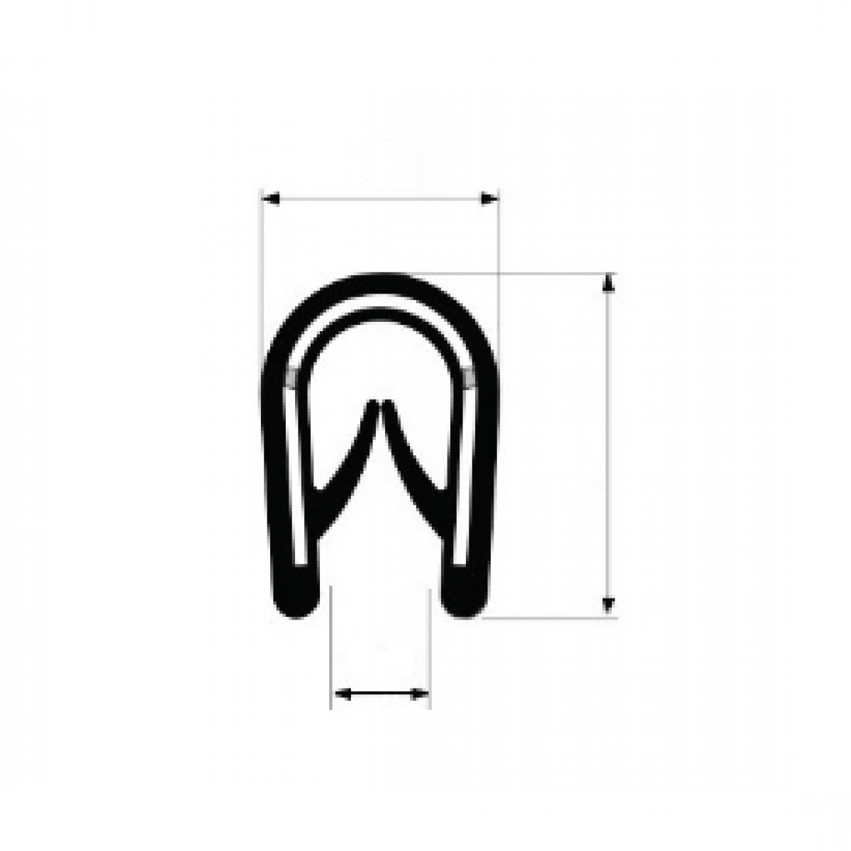 Profil U-PIRELI s kov.výst. A2613,EPDM,čierny pre nas. 1-4mm