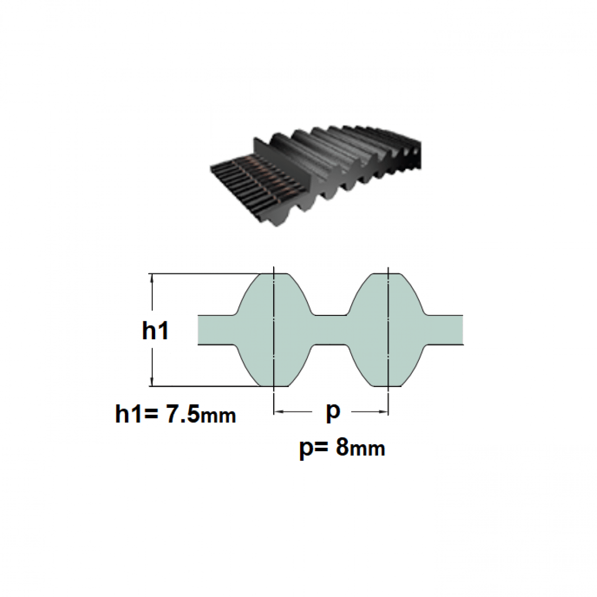 Remen D-STD 8M- 1600 (z=200)  20mm obojstranný Optibelt