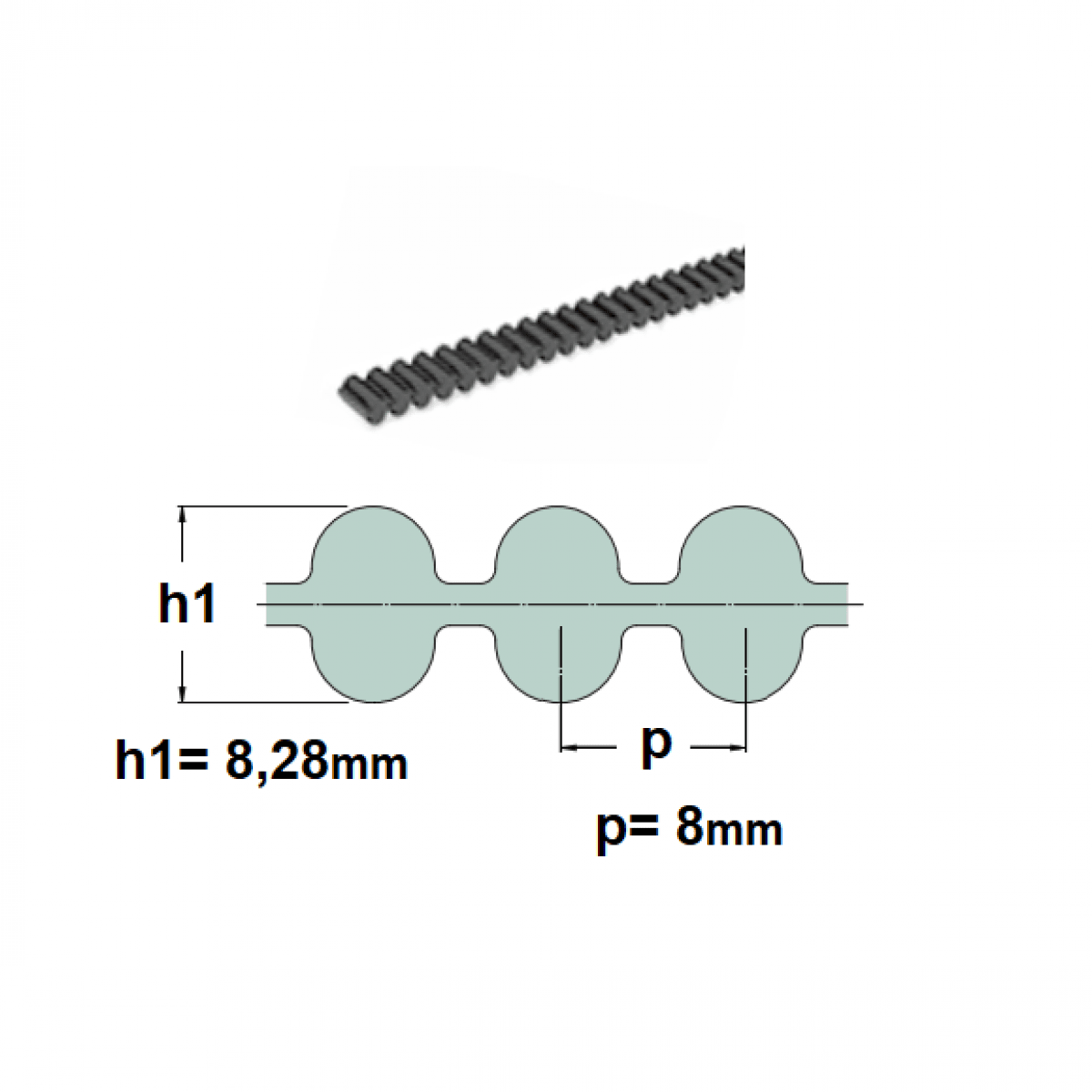Remen RPP8DD -3280 Megadyne 20mm obojstr.