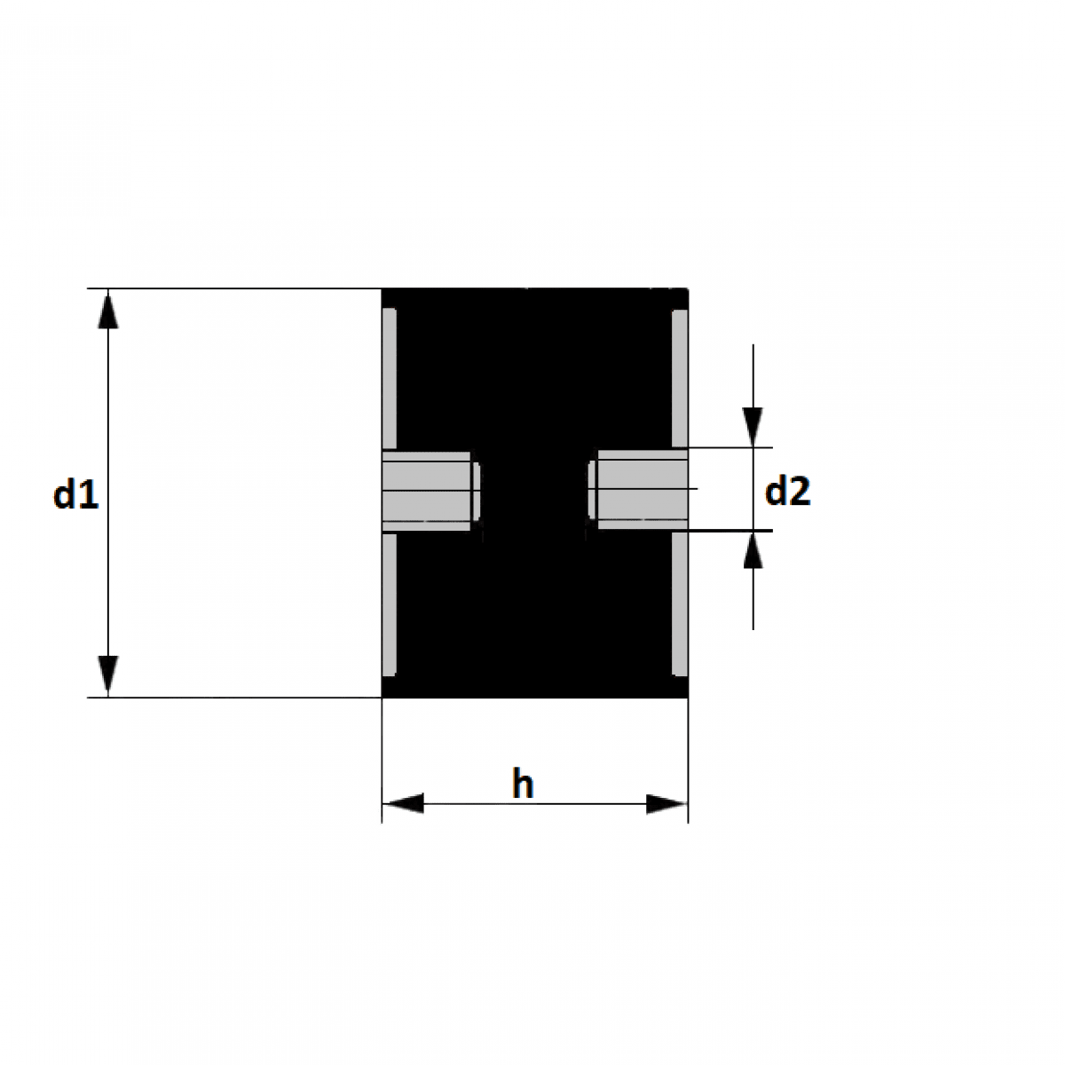 silentblok typ3 30x30 M8x8 M8x8 55 Shore