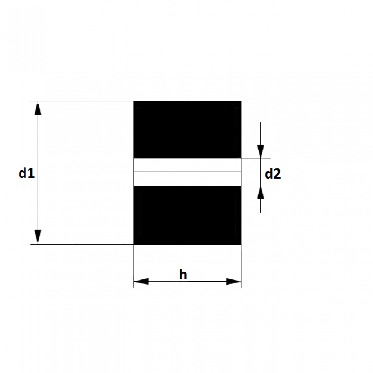 silentblok typGP 20x15 d2=8,5 55 Shore-A